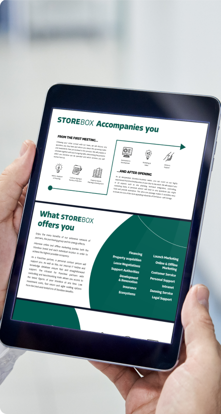 tablet showing storebox page